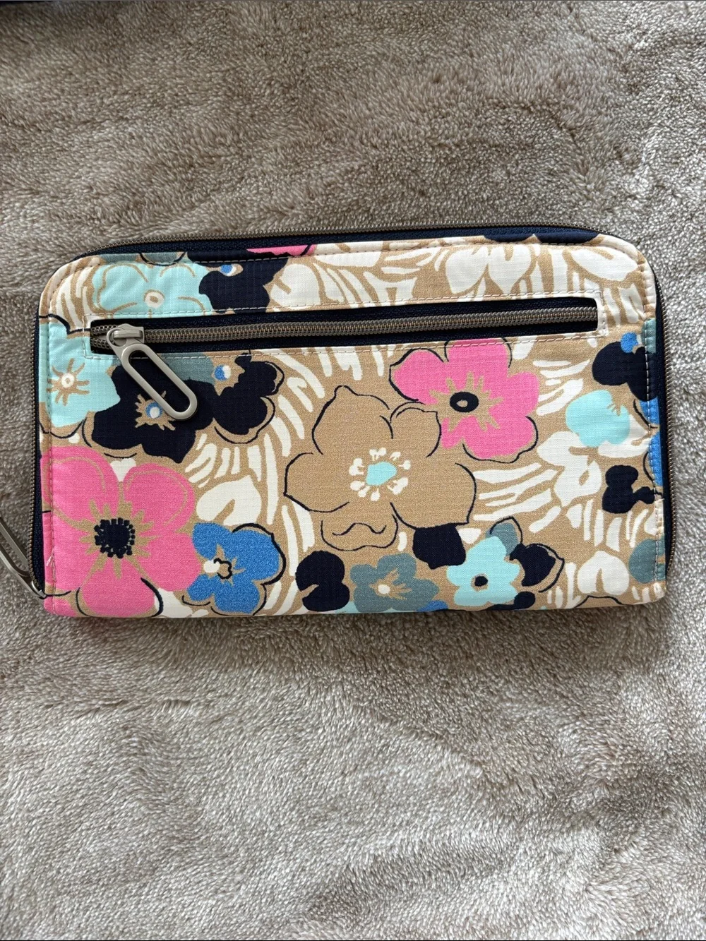 Lesportsac Floral Travel Duffel and Zip Wallet - Tan, Navy, Pink, Blue